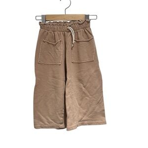 ZARA Tan Elastic Waist Cropped Wide Leg Joggers - size 4-5
